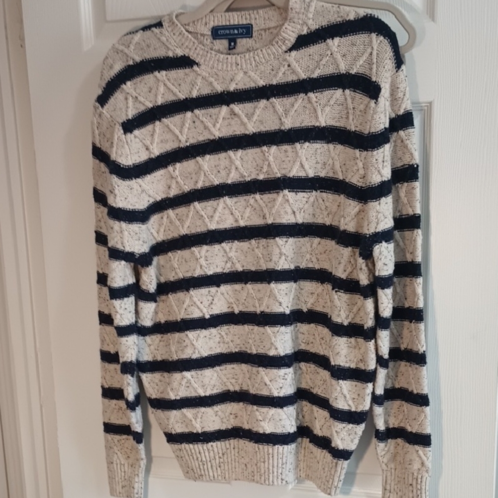 Cynthia Rowley Navy and Cream Striped Sweater womens patterned sweater Pullover